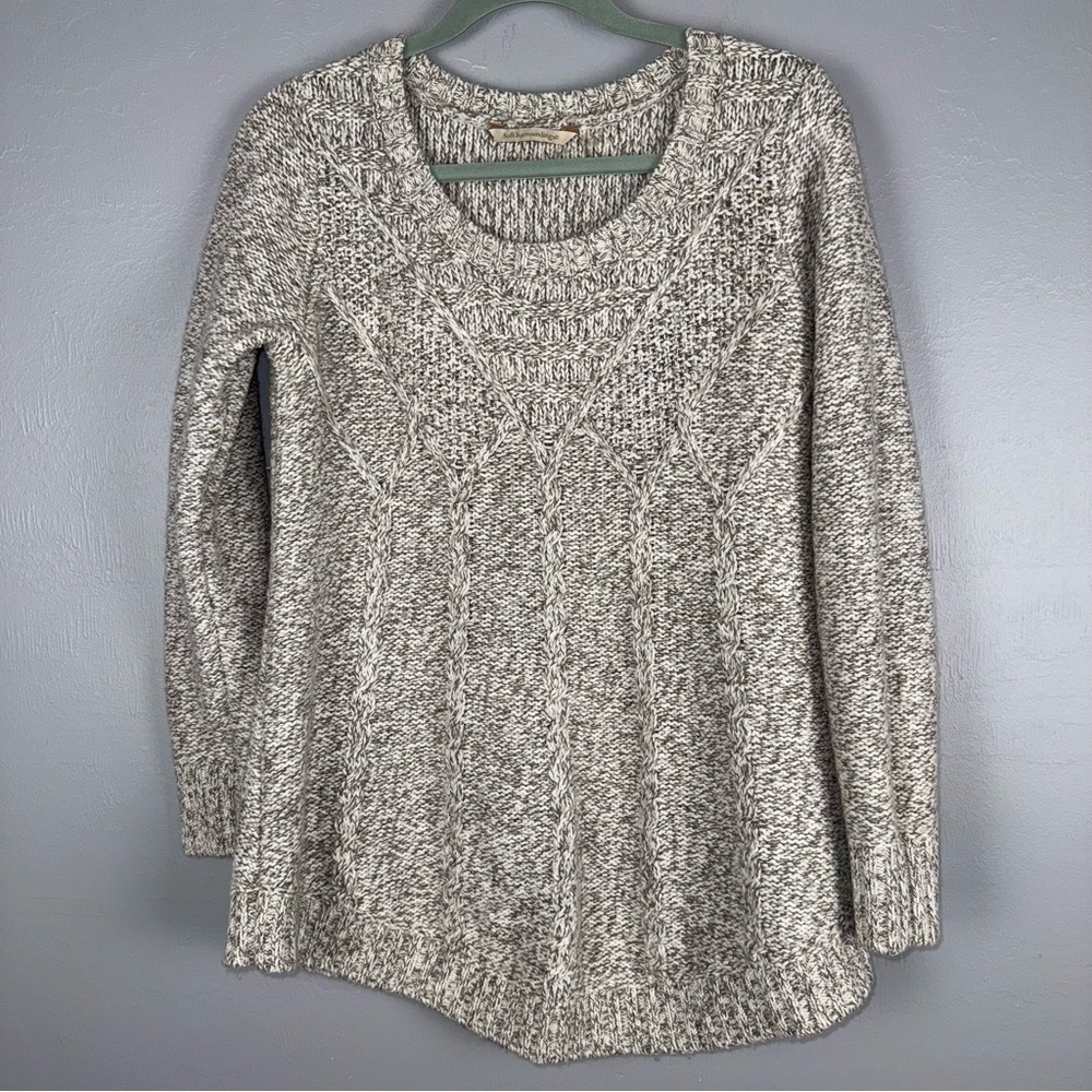 Soft Surroundings Sweater Women’s Small Gray/Cream Cable Knit Pullover Metallic